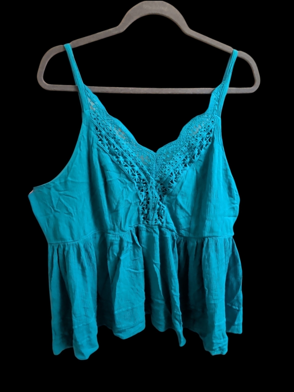 Torrid Teal Lace-Trim Spaghetti Strap Peplum Cami 3xl Plus Size